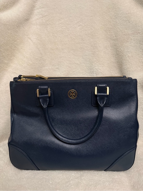 Tory Burch Handbags - Tory Burch Navy Leather Tote/Crossbody Bag